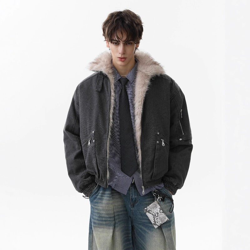 Unisex Down Jacket Men's Winter Fur Collar Padded Jacket