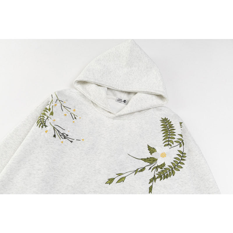 Streetwear Hoodie Floral Ring Embroidered Hooded Sweater