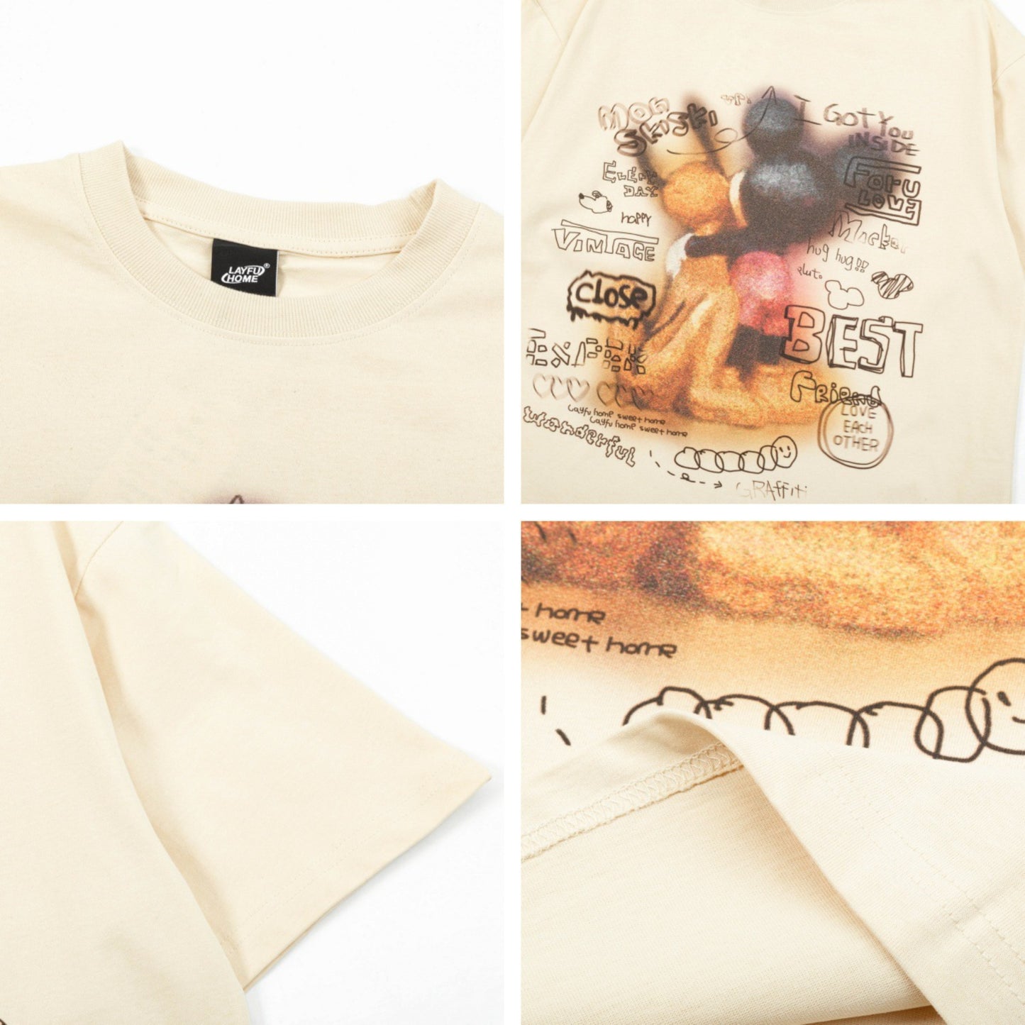 Distorted vintage blur blur mickey back short sleeve t-shirt