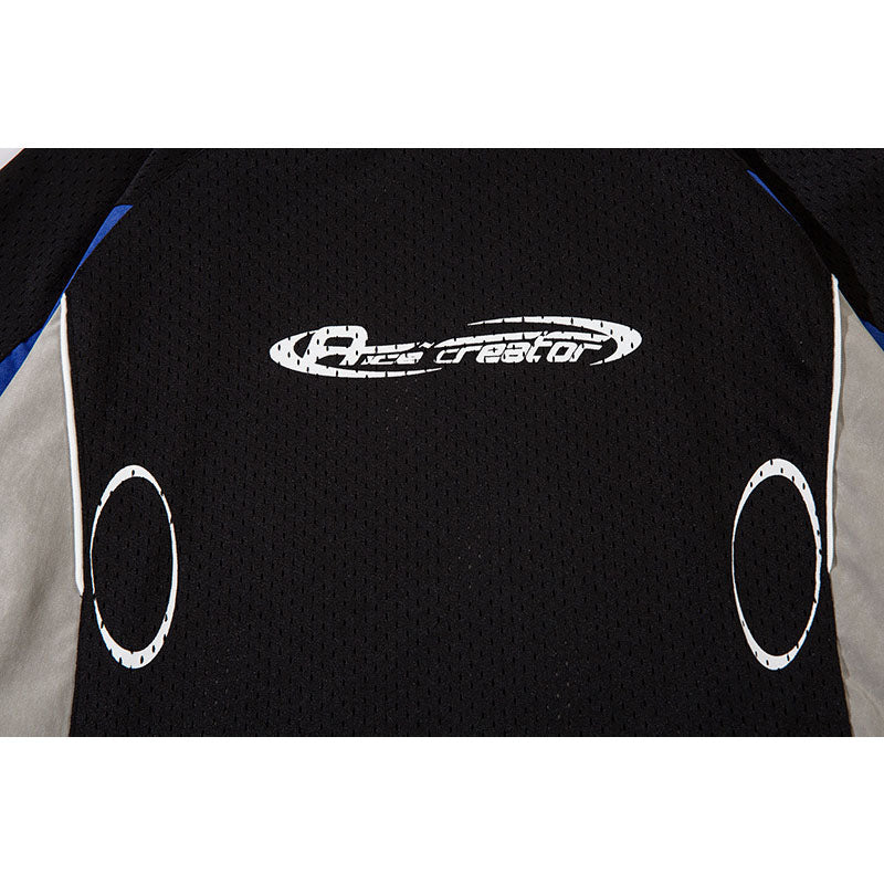 Racing oversized t shirt retro, mesh short sleeve t-shirt