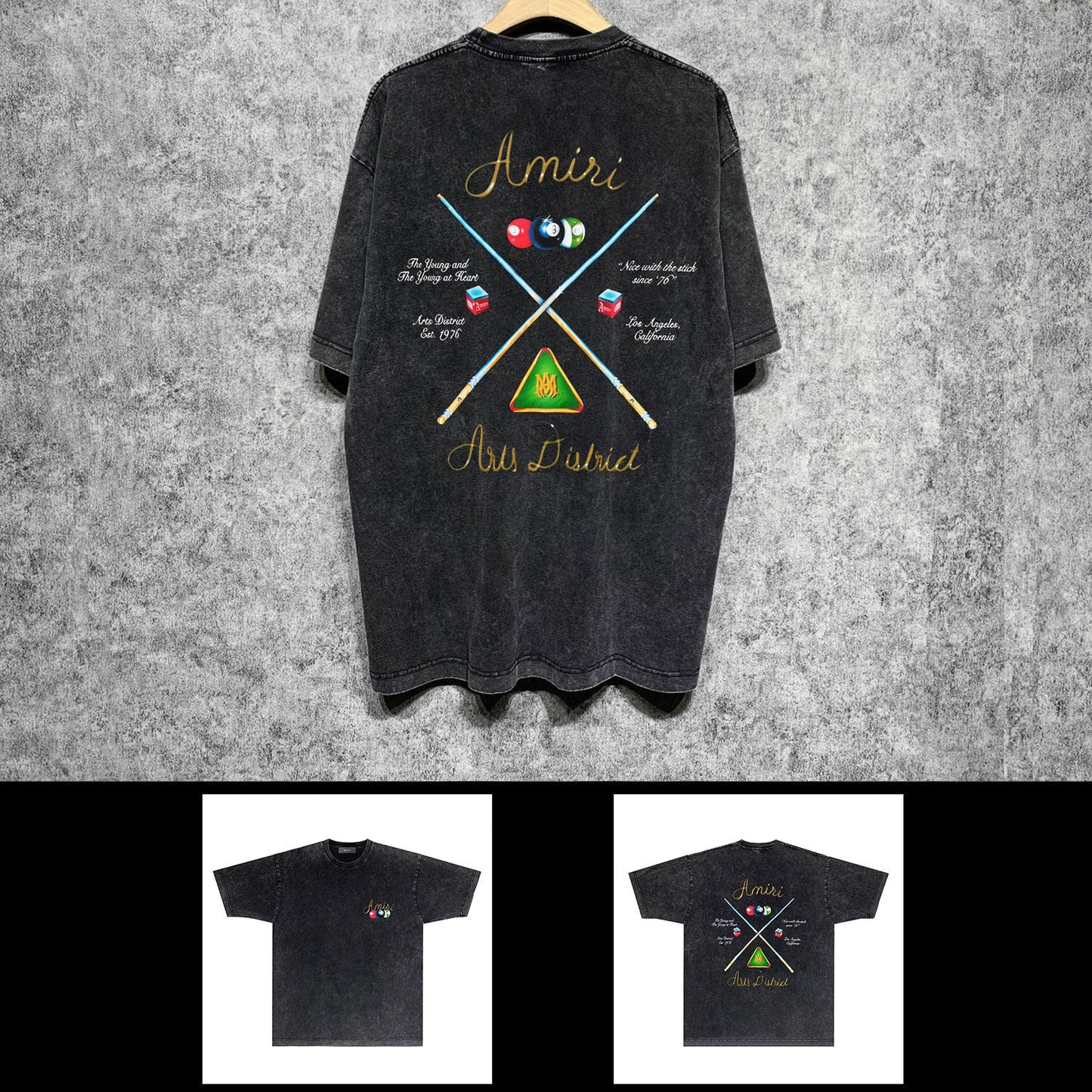 Amiri washed t-shirt billiard cue short sleeve