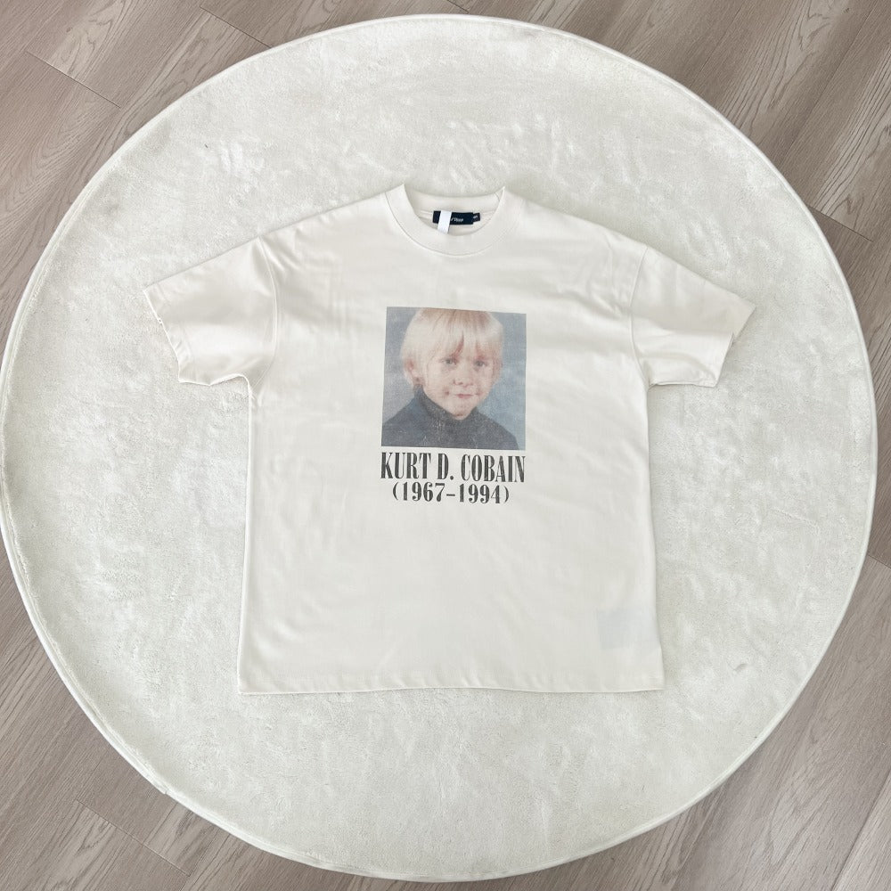 Streetwear Eua t-shirt retro small Cobain boxy digital direct injection printing short-sleeved t-shirt