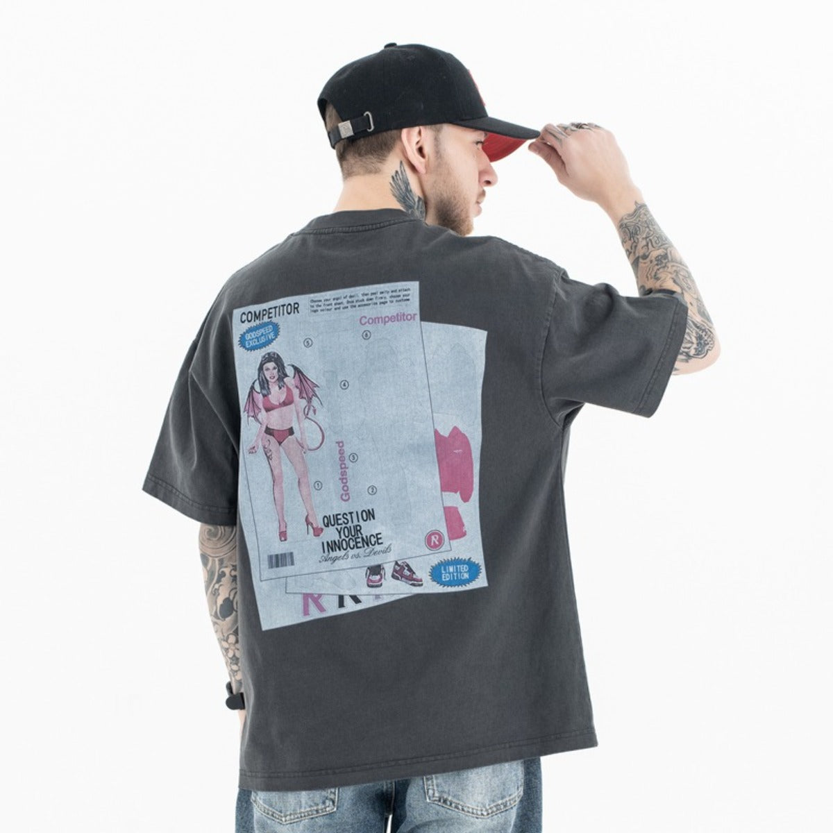 Vintage College Shirts Summer Washed Crew Neck Short Sleeve T-Shirts