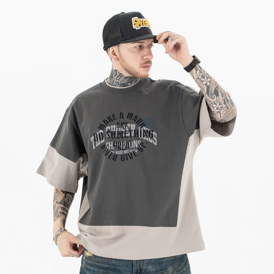 Vic Streetwear Summer Letter Print Short Sleeve T-Shirt