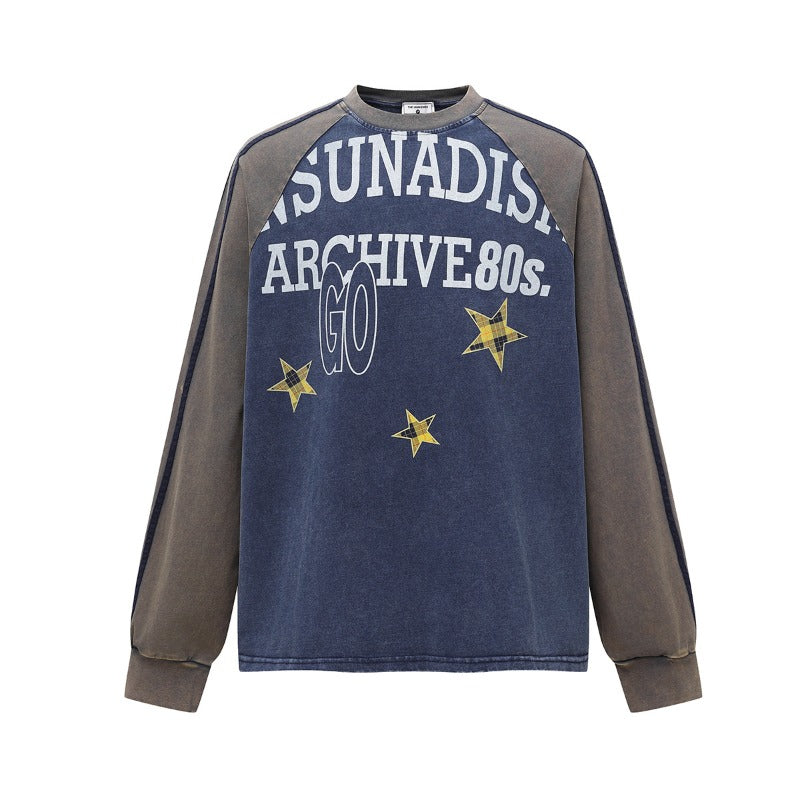 Unisex long-sleeved shirt autumretro color matching