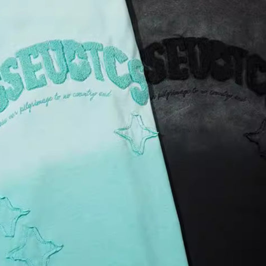 Hustle vintage wash make old embroidered short sleeve t-shirt