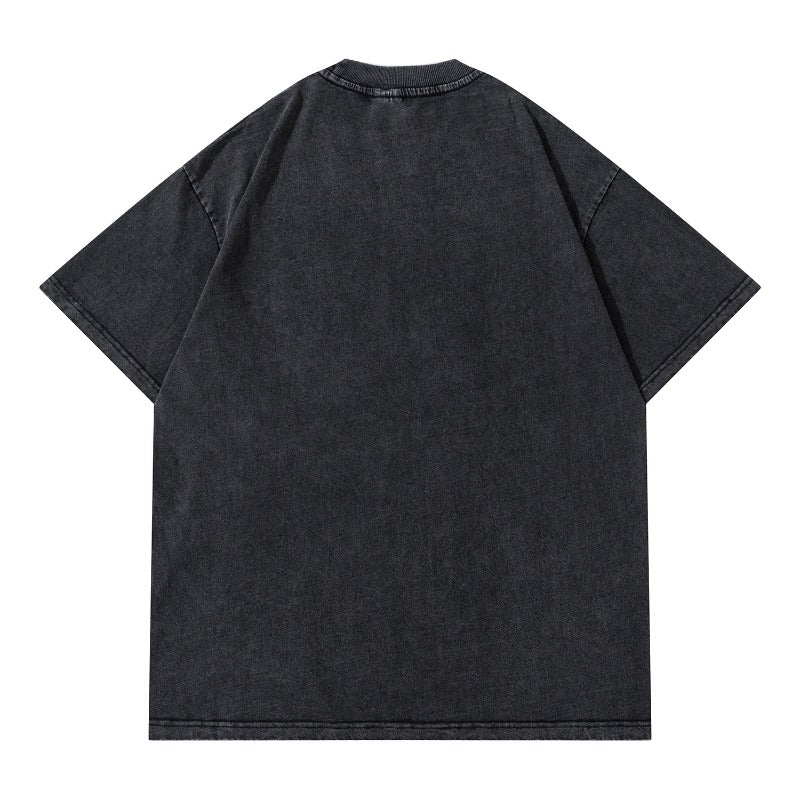 Hip Hop Clothes New York Skull Print Short Sleeve T-Shirt Loose Crew Neck
