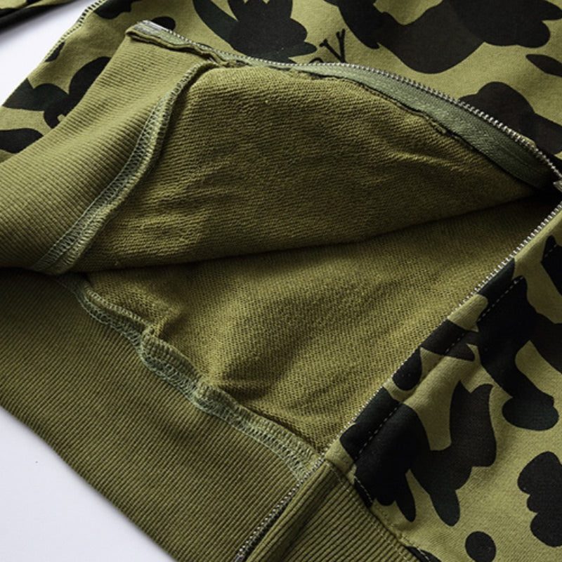 Ape Hoodie Two-Hat Camouflage Hoodie Men's and Women's Hooded Cardigan Shark Sweater Jacket