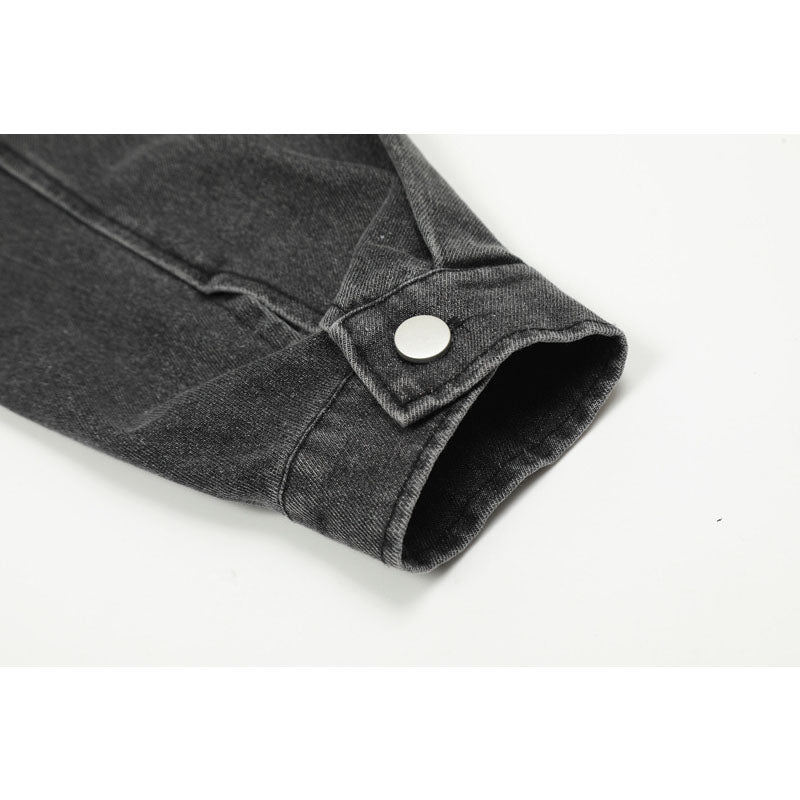 Streetwear Hoodie Hooded Denim Sweater Vintage Washed Old Pullover