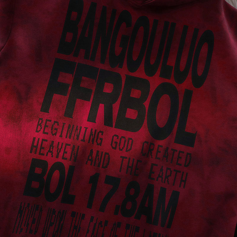 Streetwear Hoodie Hip Hop Vintage Old English Alphabet Print Hooded Sweater