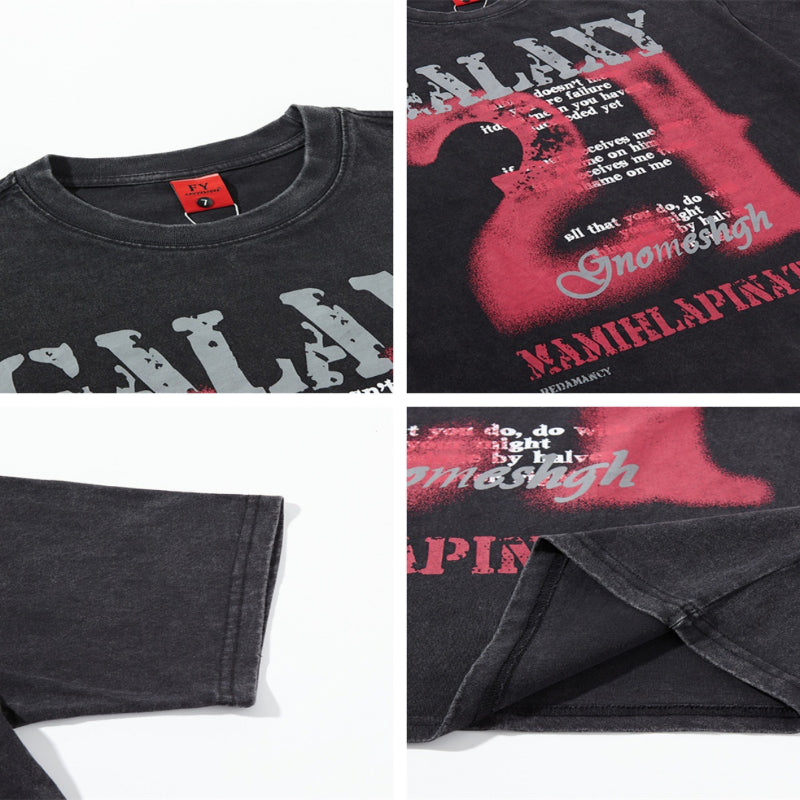 Distorted vintage summer retro washed old short sleeve t-shirt
