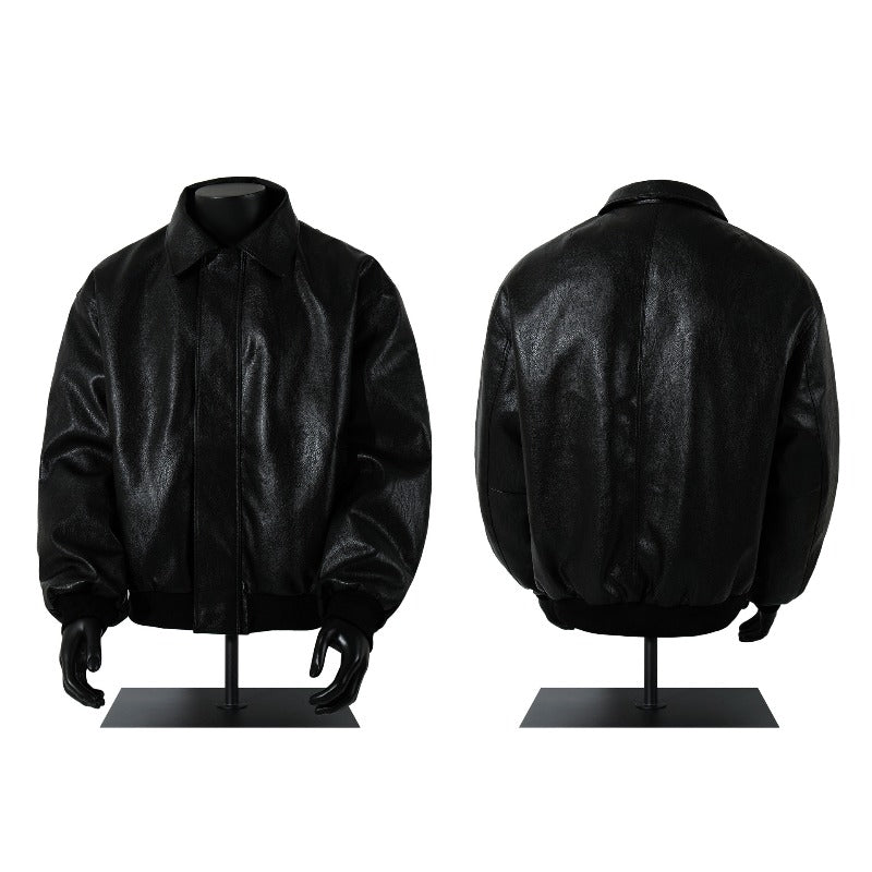 Unisex Down Jacket Vintage Leather Jacket Padded Men