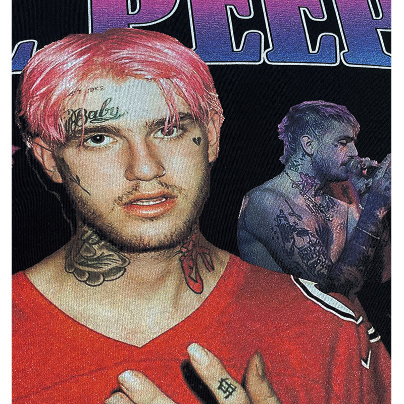 Streetwear masculino hip hop lil peep print short sleeve t-shirt vintage