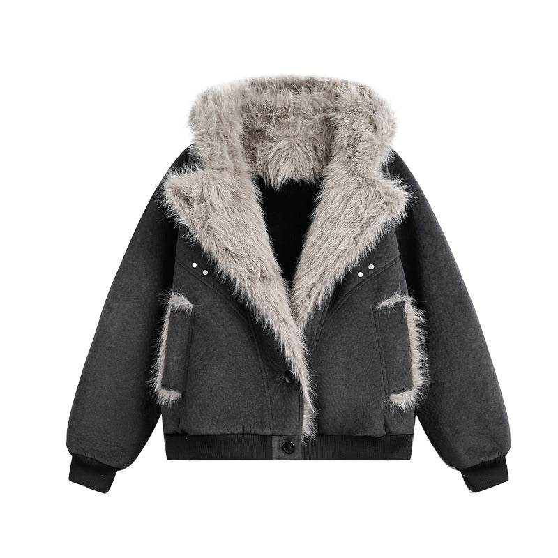 Unisex Down Jacket Winter Fleece Collar Fleece Jacket