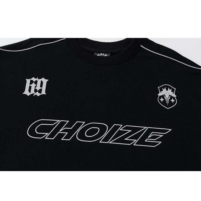 Marcas De Streetwear Reflective Strip Crew Neck Oversize Long Sleeve Top