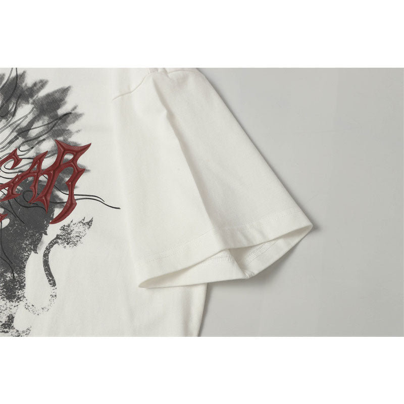 Casual Street Wear Washed Retro T-Shirt Anime Old