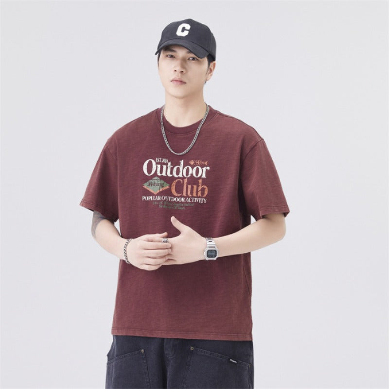 Men T-shirts Summer Short Sleeve Vintage Loose Top
