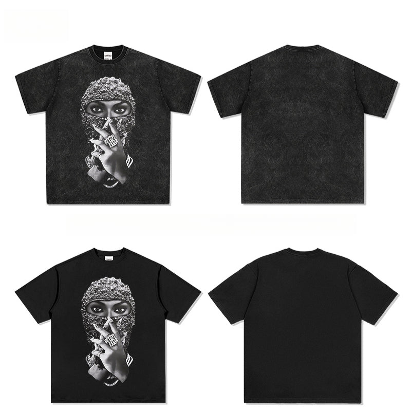 Cool t rapper summer t-shirt pearl masked man print short sleeve t-shirt