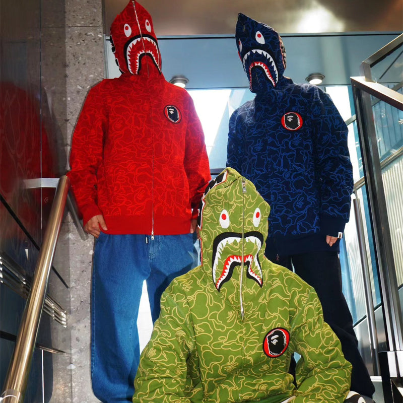 Ape Hoodie Autumn/Winter Camouflage Shark Hooded Cardigan Sweater Jacket