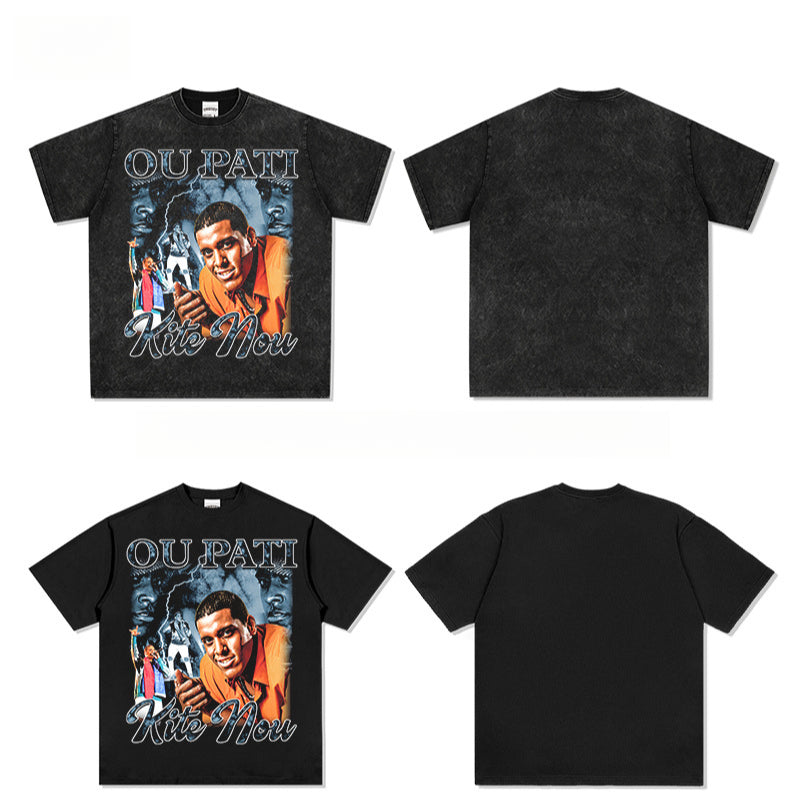 Outfit streetwear vintage hip hop Mika Benjamin print short sleeve t-shirt