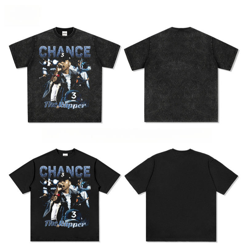 Marcas streetwear usa vintage hip hop Chano chensler print short sleeve t-shirt