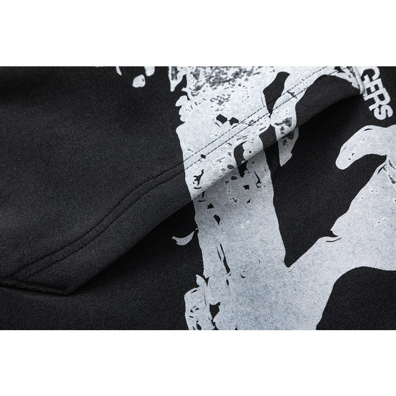Streetwear Hoodie Vintage Washed Old Letter Print Hooded Sweater Cardigan Jacket