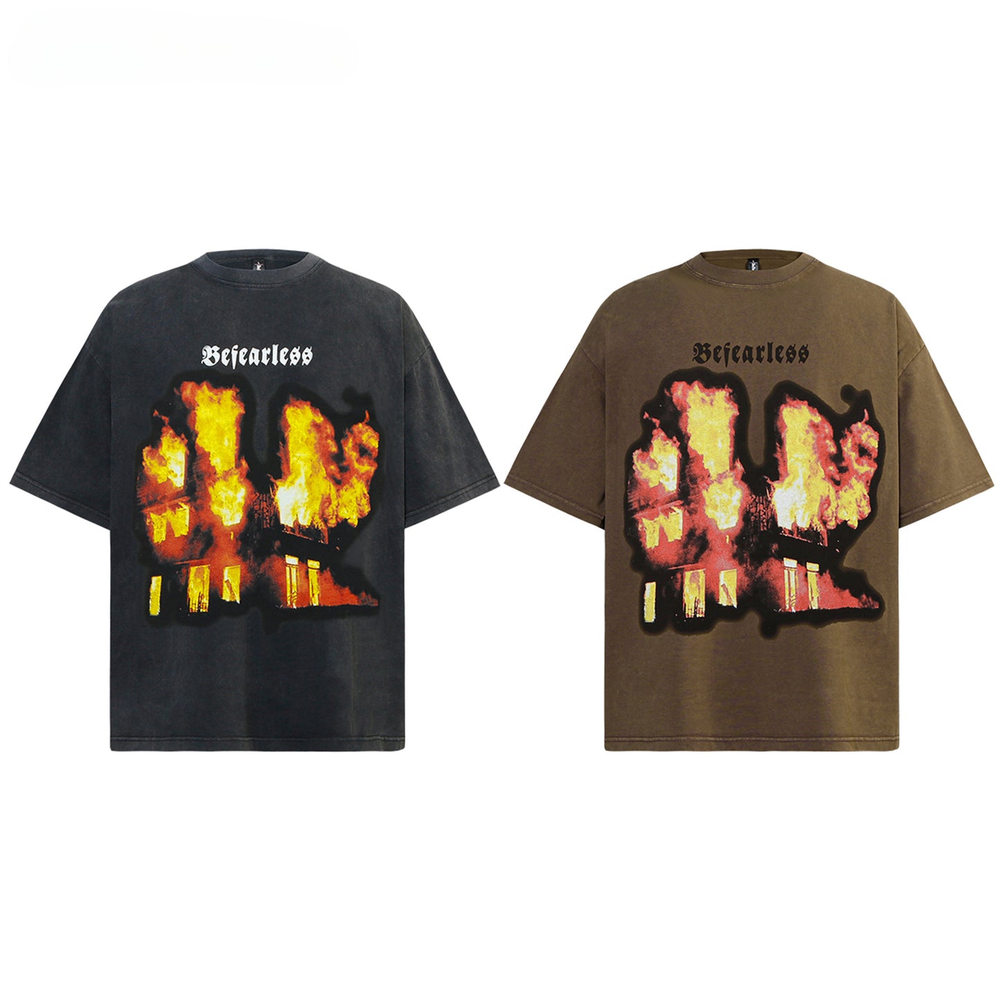 80s And 90s Vintage T Shirts Flame Short Sleeves Men's and Women's Summer Loose