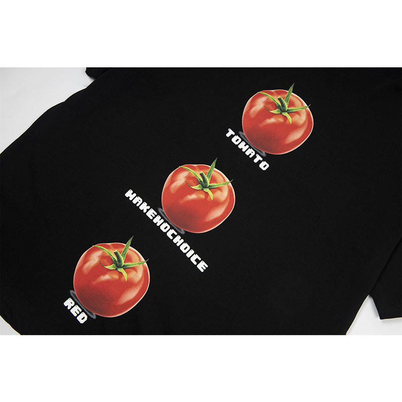 Marcas De Streetwear Loose Tomato Print Crew Neck Short Sleeve T-Shirt