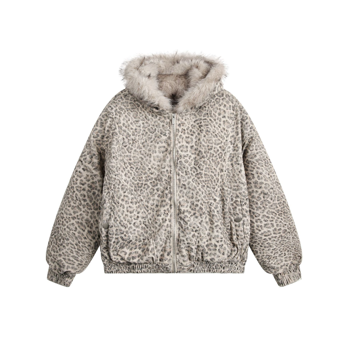 Unisex Down Jacket Men's Winter Leopard Print Padded Cotton Warm Padded Jacket