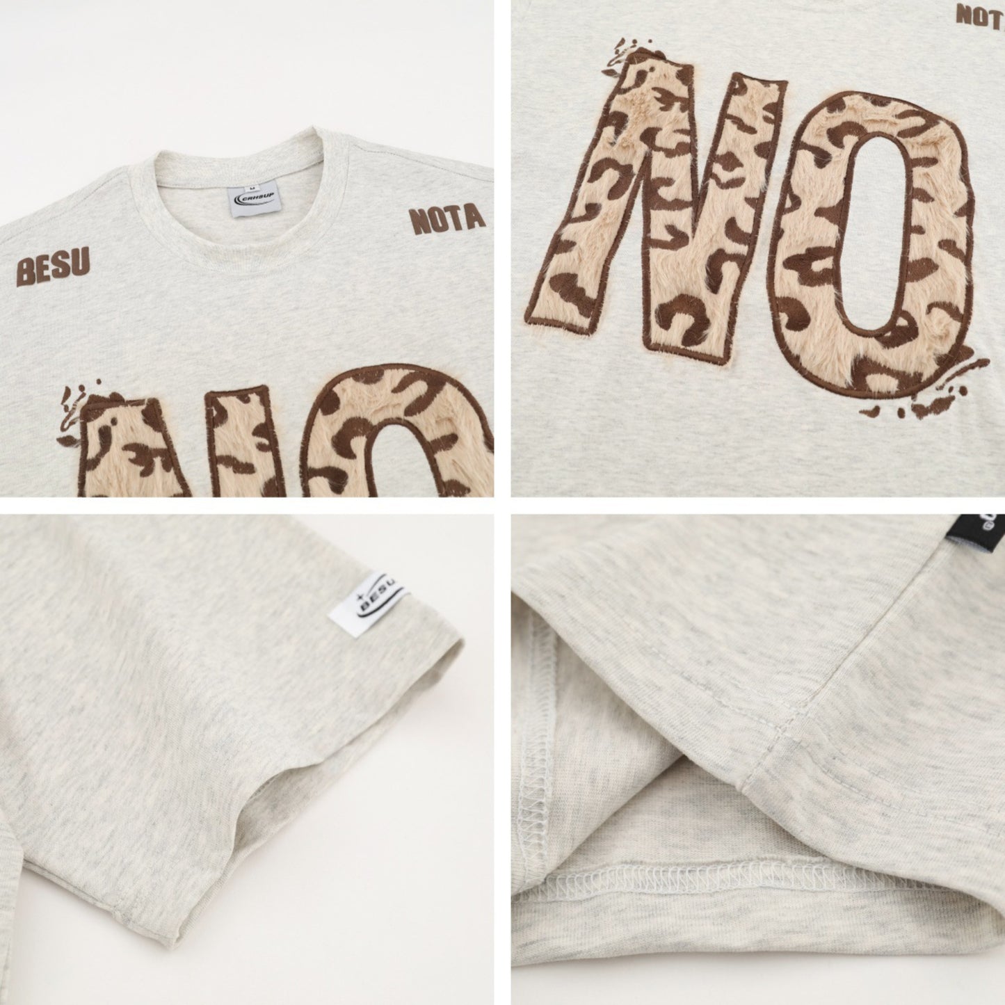 Distorted vintage letter embroidered short sleeve t-shirt summer loose top
