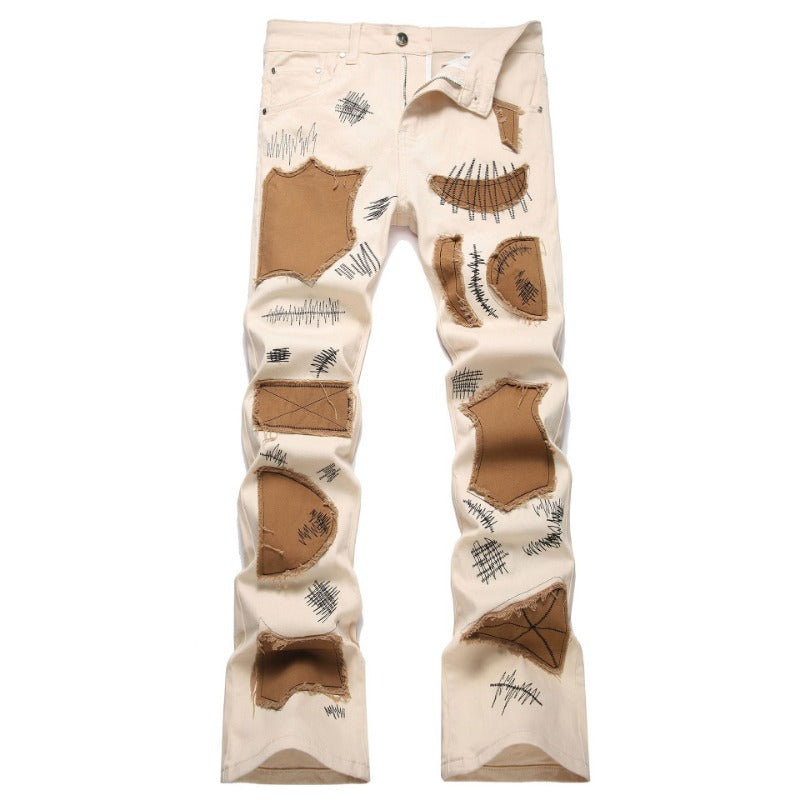 1990 Fashion Jeans Embroidered Denim Trousers