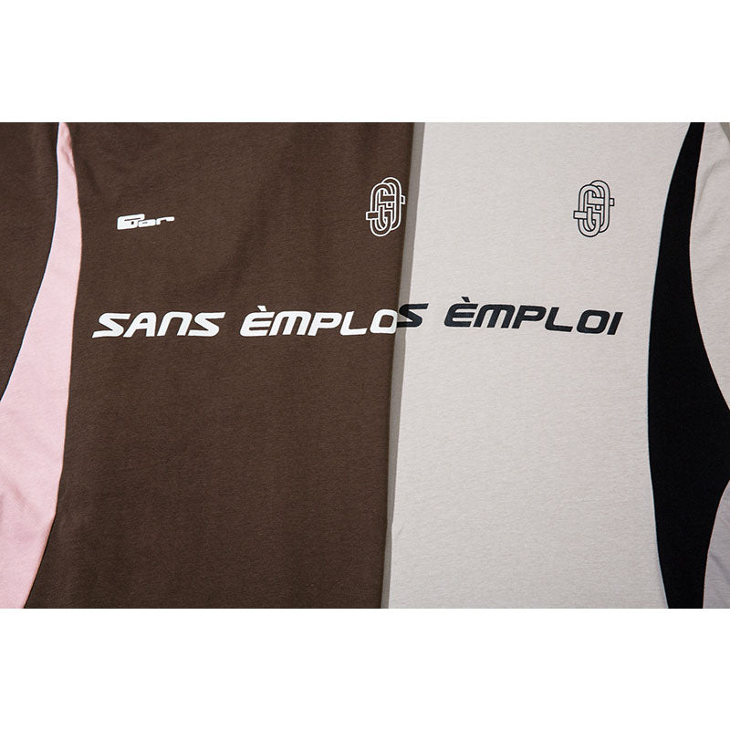 Racing oversized t shirt retro lapel short sleeve t-shirt