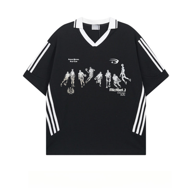 Racing oversized t shirt v-neck short-sleeved men's t-shirt summer