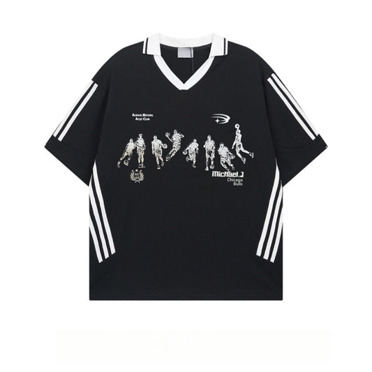 Racing oversized t shirt v-neck short-sleeved men's t-shirt summer