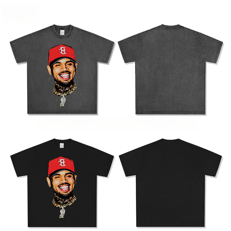 New york hip hop shop vintage chris crown print short sleeve t-shirt