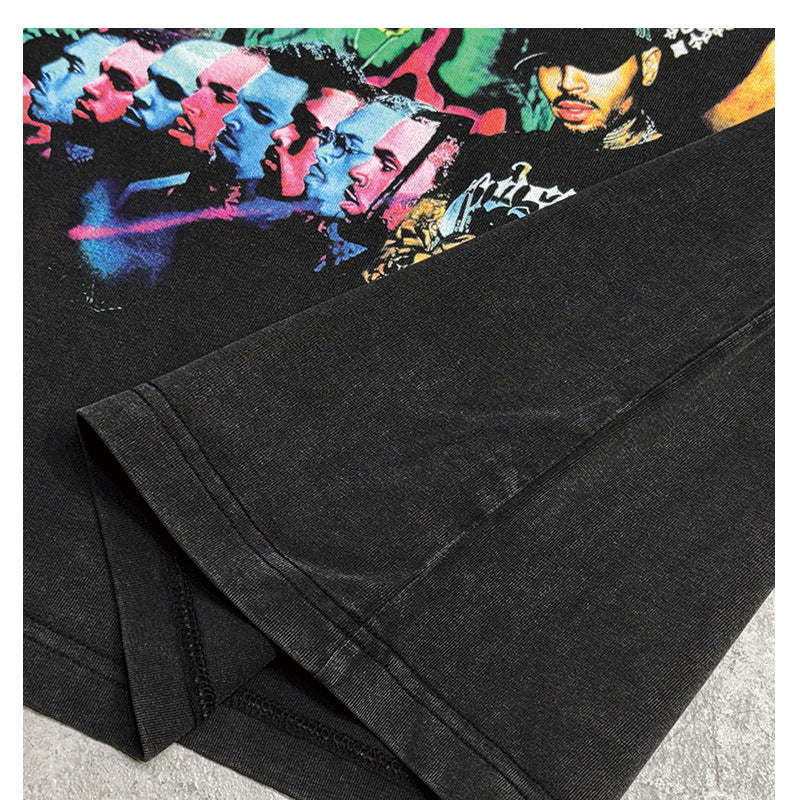 Outfit streetwear vintage hip hop breezy print short sleeve t-shirt