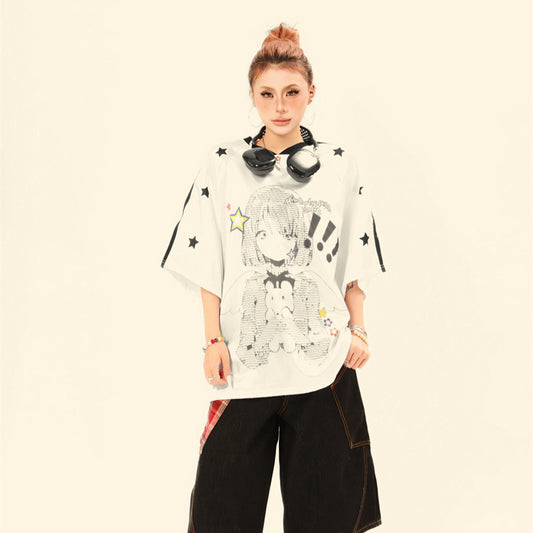 Hip Hop Shirts For Boys Loose Top Graffiti Short Sleeve T-Shirt