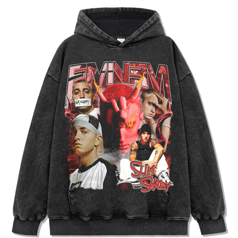 Marcas streetwear usa vintage emminem print batik hooded sweater