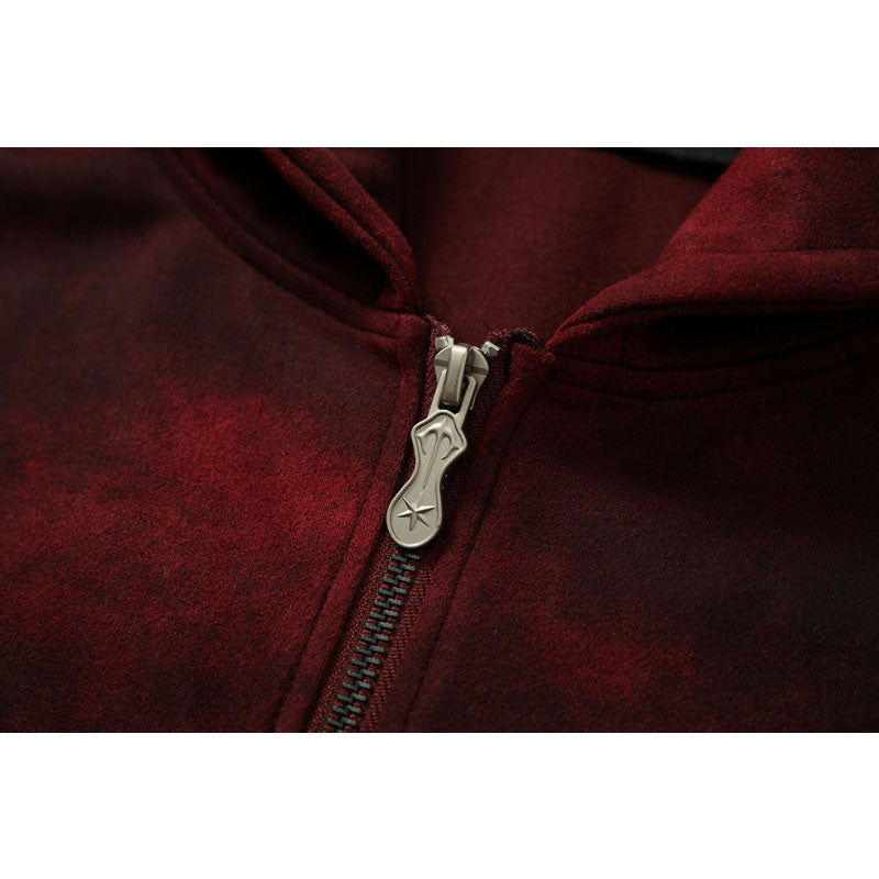 Streetwear Hoodie Tie-Dye Hooded Sweater Loose Hip Hop Cardigan Jacket