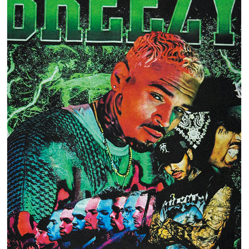 Outfit streetwear vintage hip hop breezy print short sleeve t-shirt