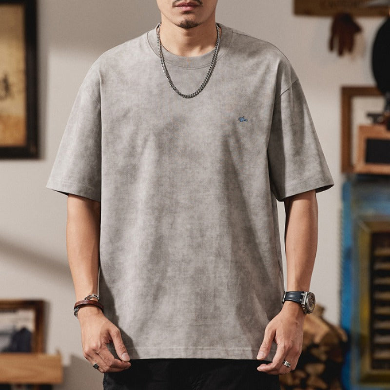 Men T-shirts Short Sleeve Summer Loose Vintage Top