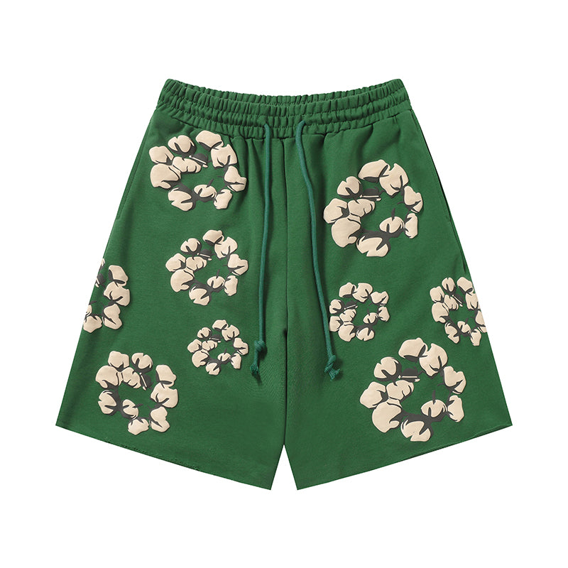 Denim Tears Shorts Yellow floral cotton