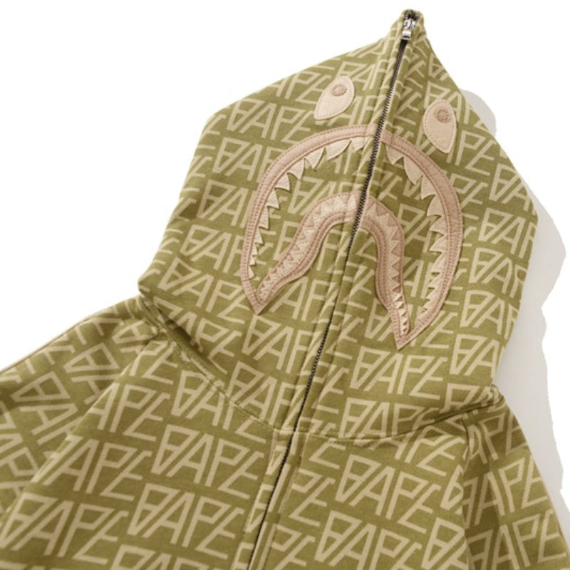 Ape Hoodie Camouflage Ape Embroidery Shark Mouth Hooded Cardigan Sweater Jacket