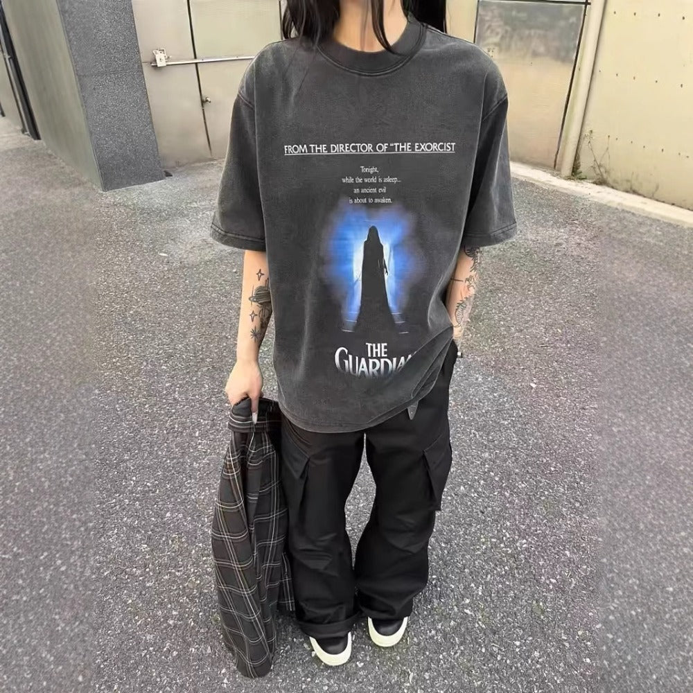 Streetwear Eua t-shirt made old digital print short-sleeved t-shirt