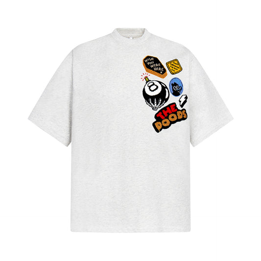 Hustle vintage summer vintage skull embroidered short-sleeved t-shirt