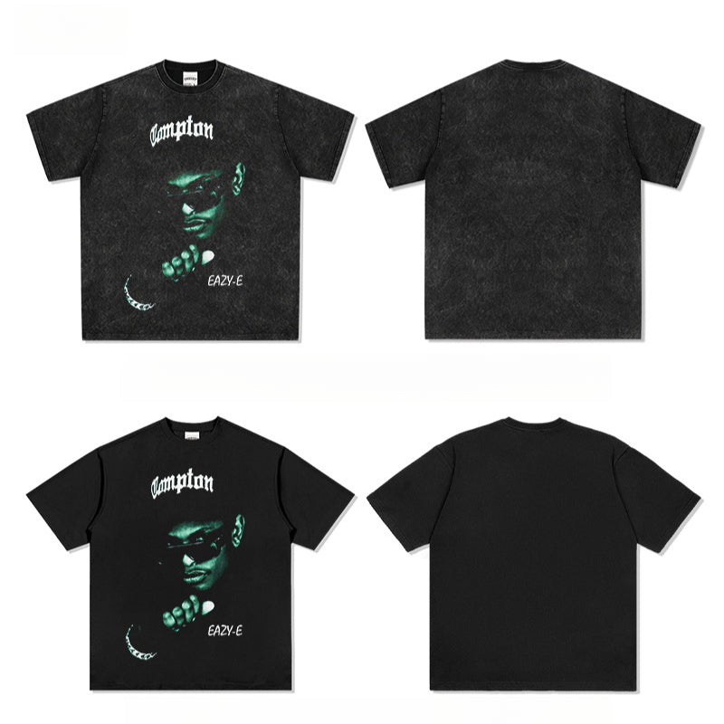 Marcas streetwear usa vintage hip hop Eazy-E print short-sleeved t-shirt