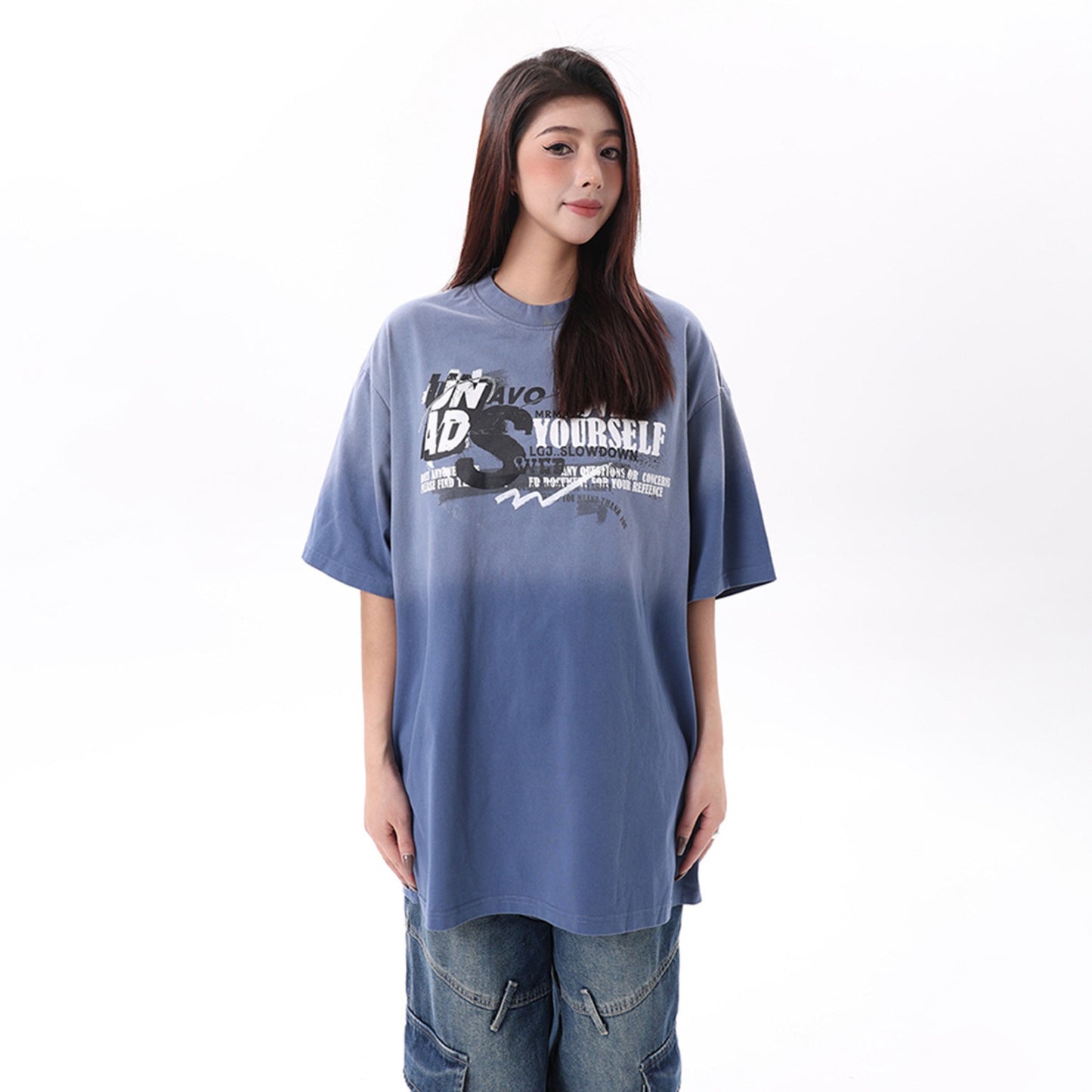 T shirt vintage usa summer retro gradual change color t shirt short sleeve