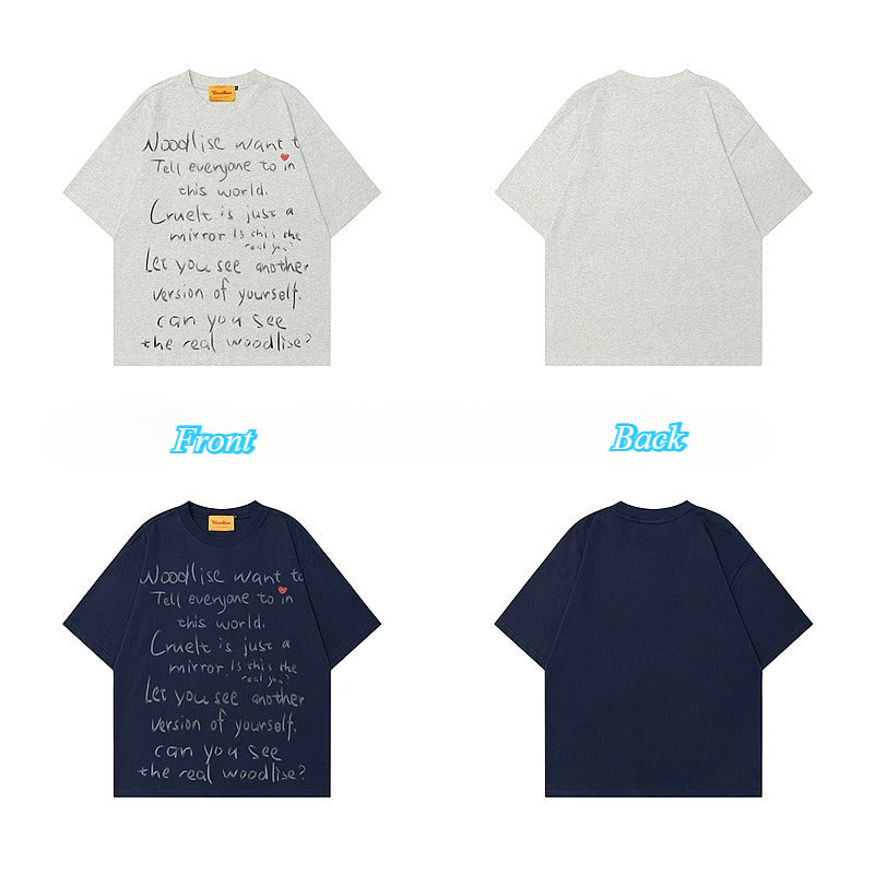 90s West Coast Hip Hop Fashion T Shirts Alphabet Graffiti Print Short Sleeve T-Shirts