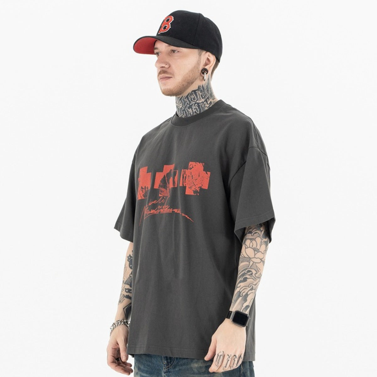 Vic Streetwear Summer Old Hip Hop Vintage Loose Short Sleeve T-Shirt