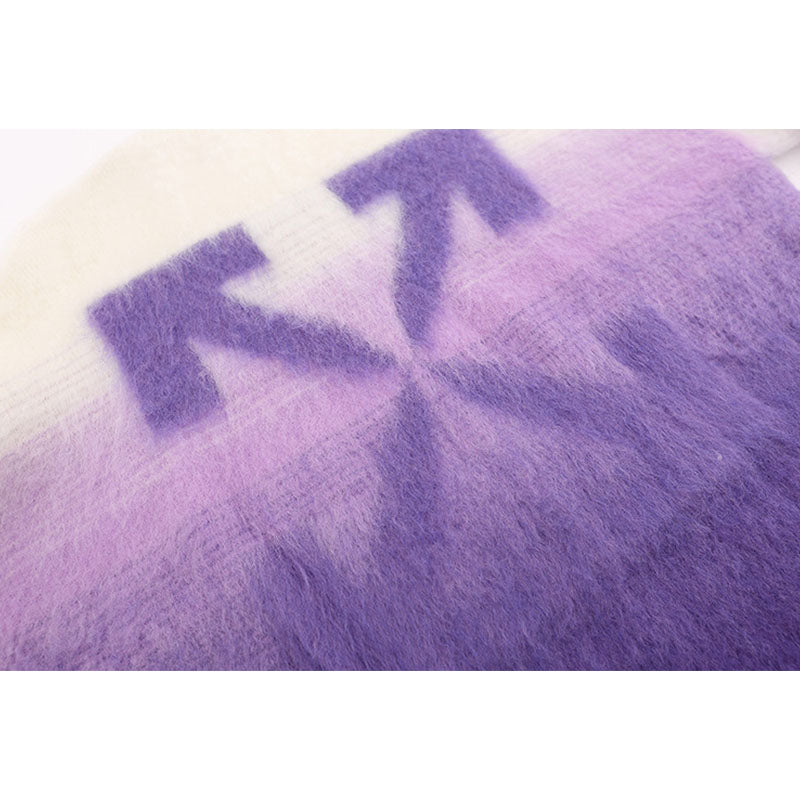 Vice streetwear autumn and winter ow purple gradient arrow pattern mohair knitted sweater